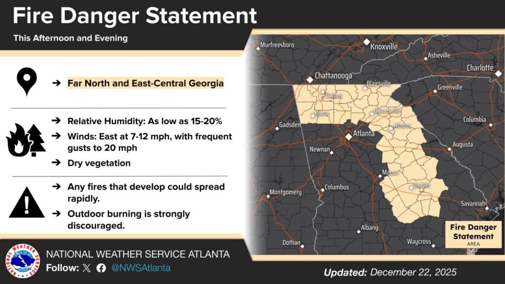 Fire Danger Statement Issued for North Georgia, Including Rome Area