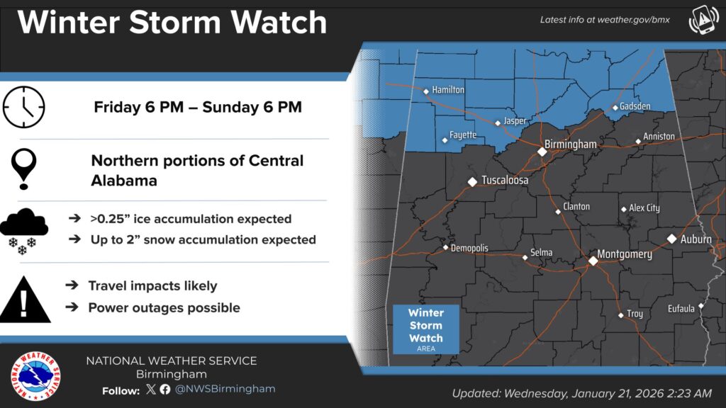 No Change to Winter Storm Watch in Latest National Weather Service Update