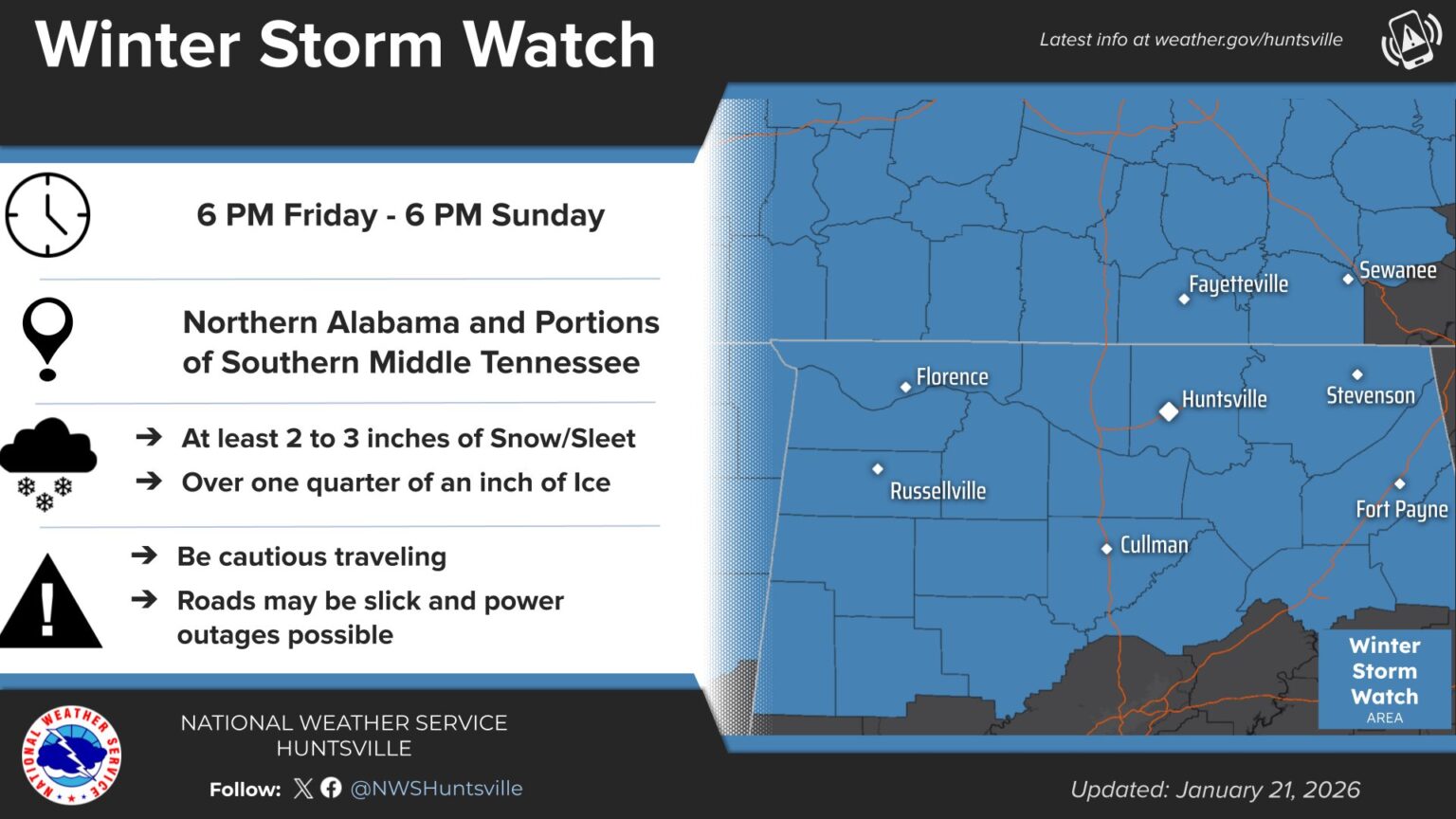 Winter Storm Watch Issued for North and Central Alabama - WEIS | Local ...