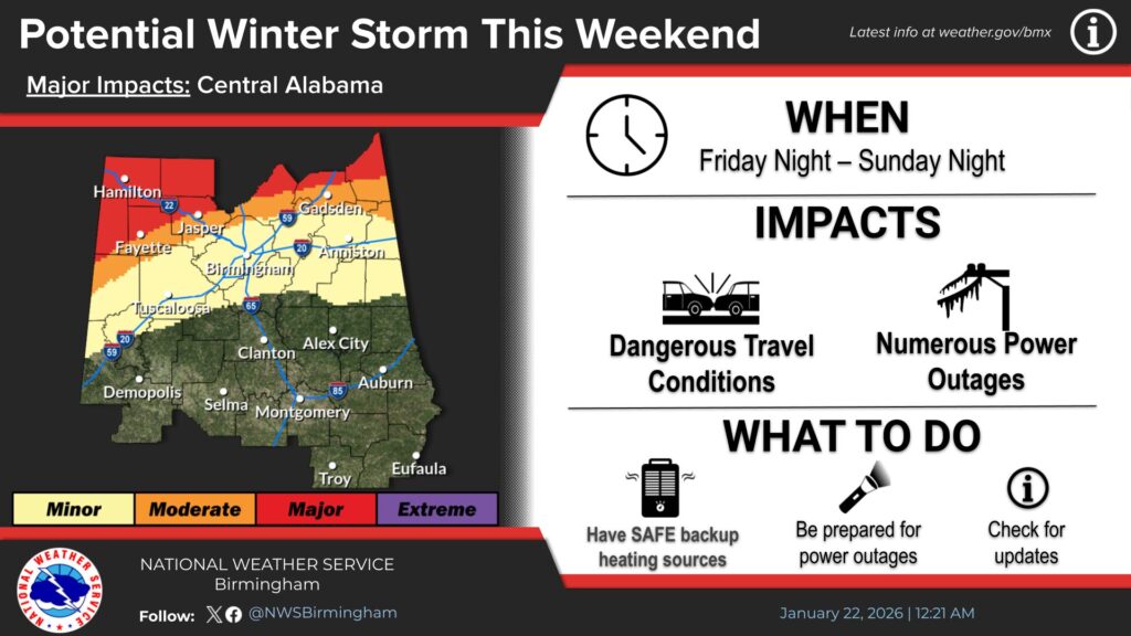Updated Forecast Refines Winter Weather Threat for Cherokee and Etowah Counties