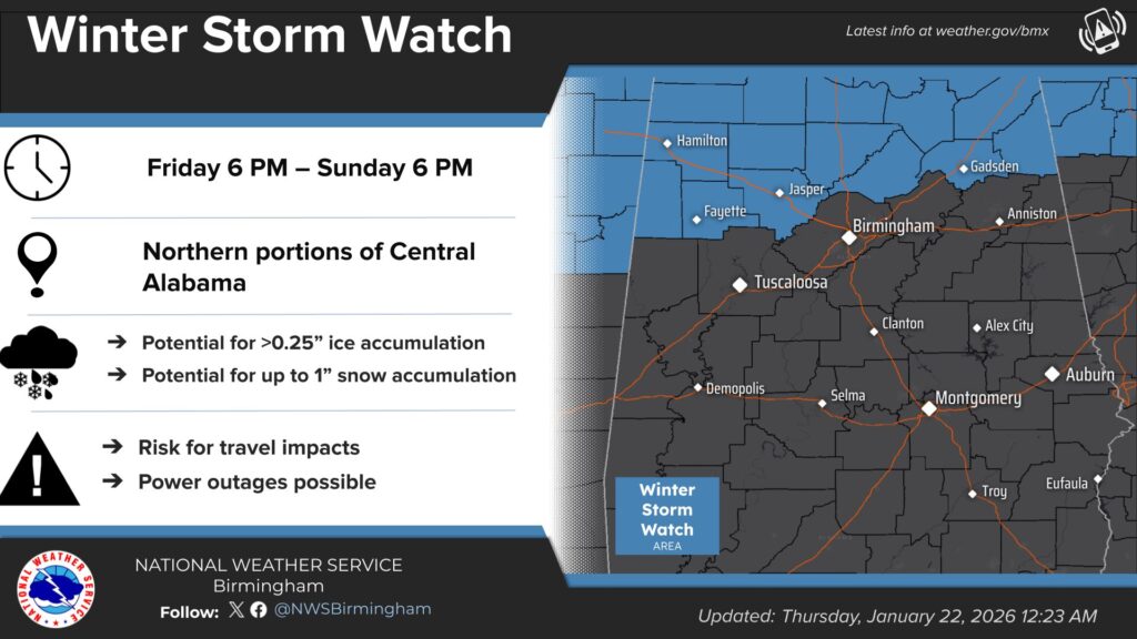 Updated Forecast Refines Winter Weather Threat for Cherokee and Etowah Counties
