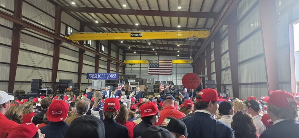 Trump Delivers Economic Speech at Rome’s Coosa Steel Endorses Clay Fuller in GA-14 Race Amid Heightened Political Stakes