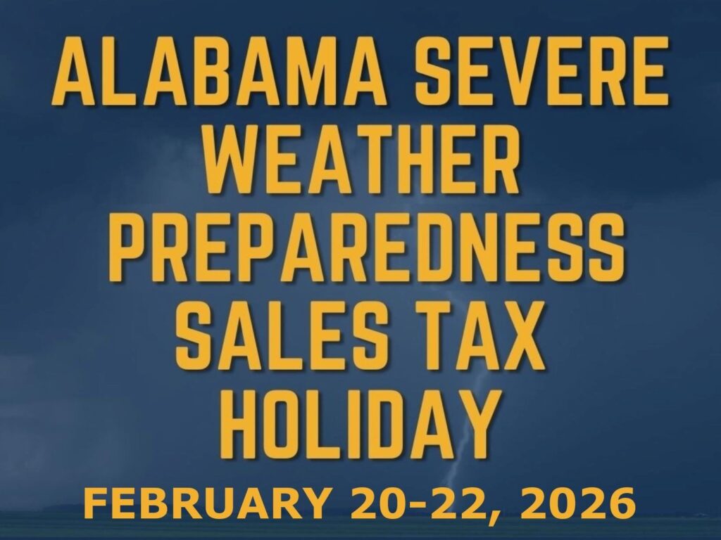 Alabama Severe Weather Preparedness Tax Holiday Set for Feb. 20–22