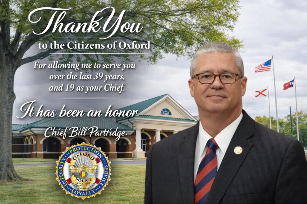 Oxford Police Chief Bill Partridge Announces Retirement After 39 Years in Law Enforcement