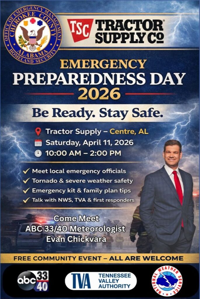 Cherokee County to Host Emergency Preparedness Day at Tractor Supply in Centre
