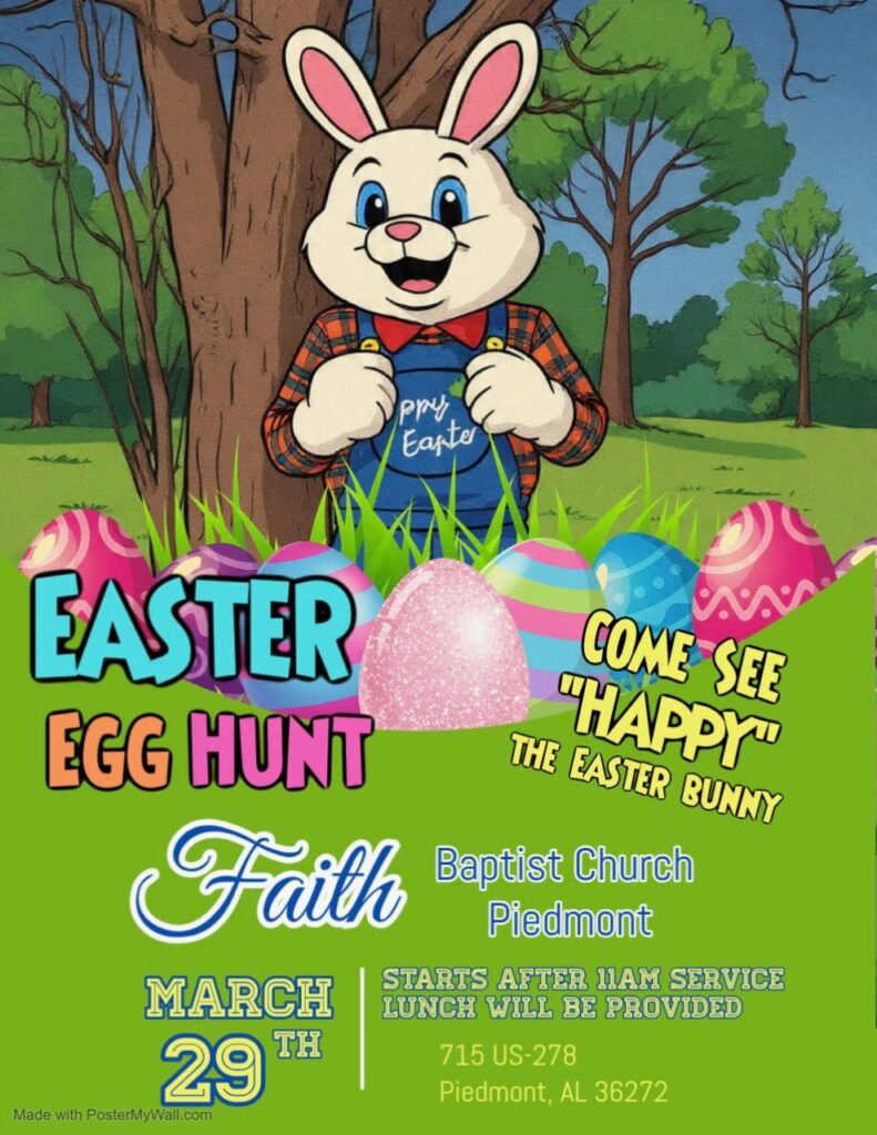 Faith Baptist Church in Piedmont Hosting Easter Egg Hunt March 29