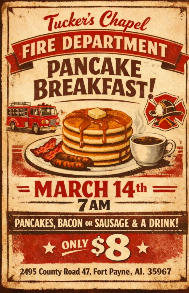 Tucker’s Chapel Fire Department to Host Pancake Breakfast Fundraiser