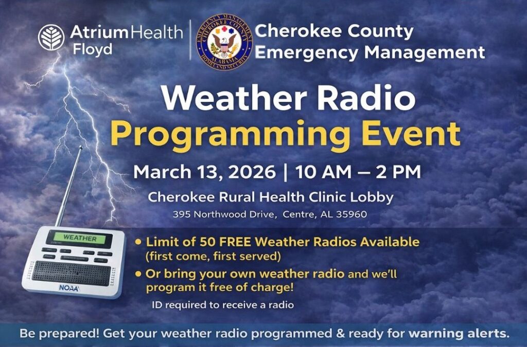 Severe Weather Awareness Event Planned at Cherokee Rural Health Clinic