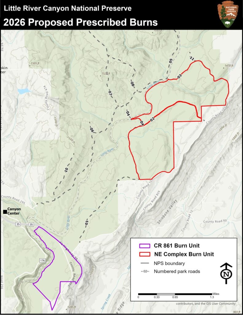 Little River Canyon National Preserve Conducting Controlled Burns; Public Access Restricted Through Tuesday
