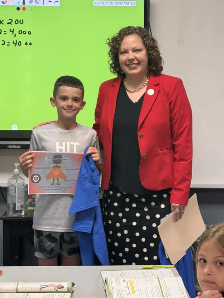 Two Sand Rock Students Receive Power of 1 Award During District Attorney Visit