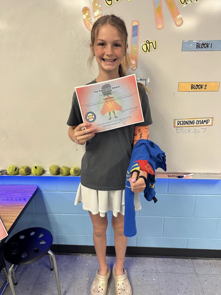 Two Sand Rock Students Receive Power of 1 Award During District Attorney Visit