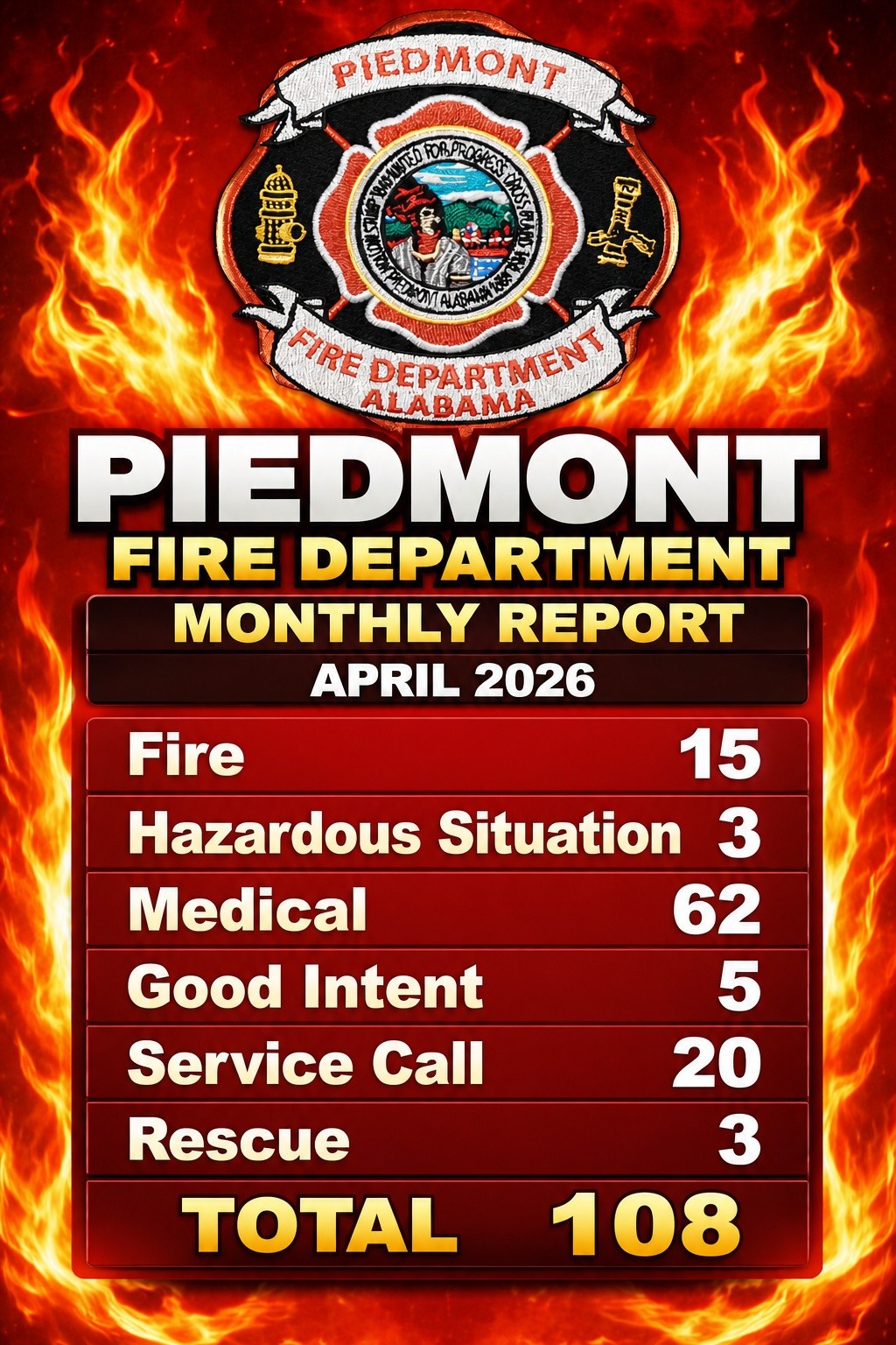 Wies Rafi Piedmont Fire Department Activity Report for April - WEIS | Local ...