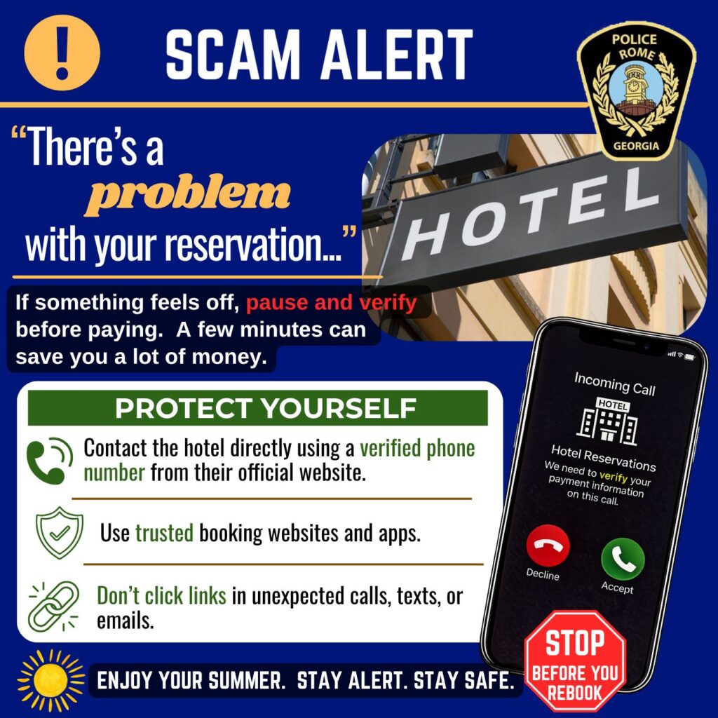 Rome Police Department Warns Travelers About Hotel Reservation Scams