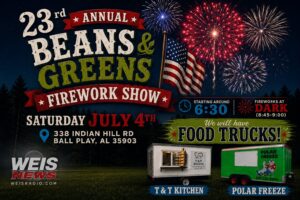23rd Annual Beans & Greens Firework Show Set for July 4 in Ball Play