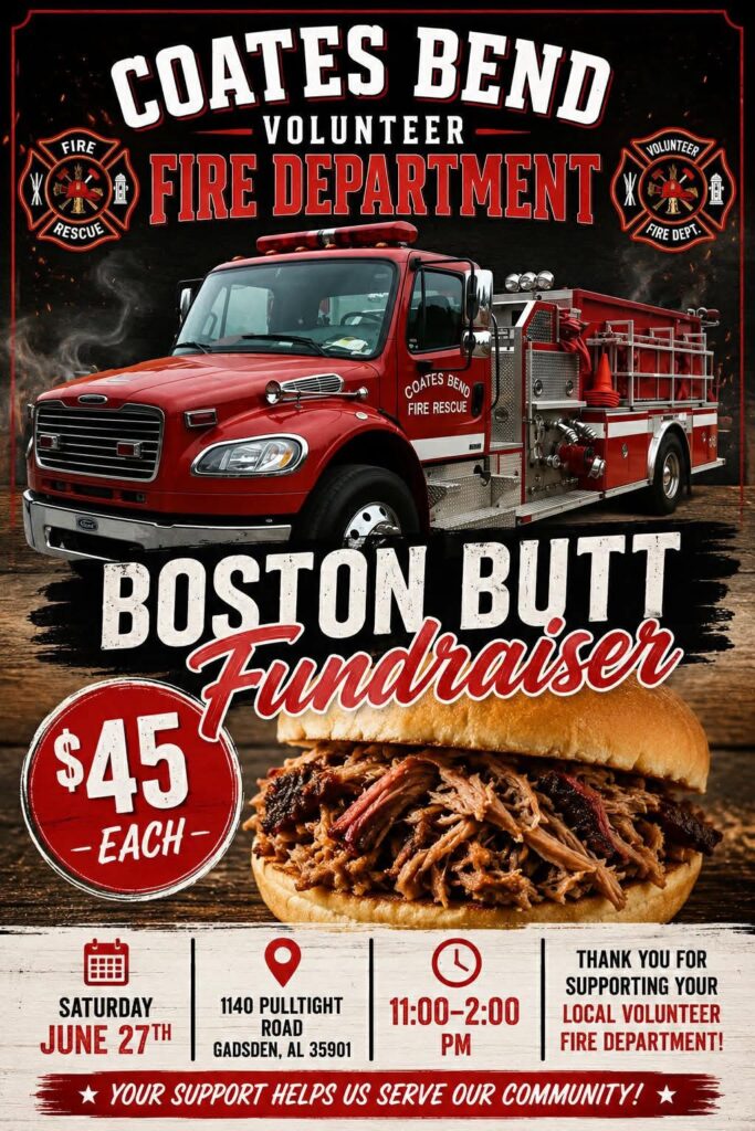 Coates Bend Volunteer Fire Department Announces Boston Butt Fundraiser