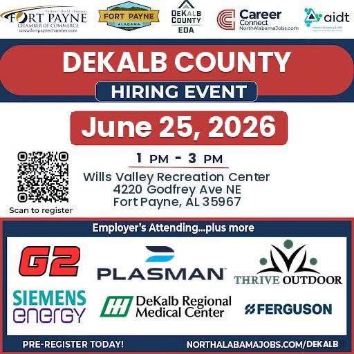 DeKalb County Hiring Event Set for June 25 in Fort Payne
