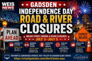 Gadsden Announces Road and River Closures for Independence Day Celebrations
