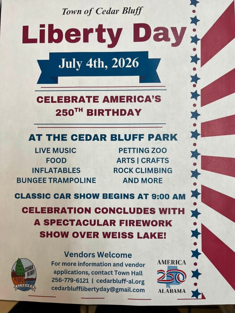 Cedar Bluff Invites Community to Celebrate America's 250th Birthday During Liberty Day Celebration July 4