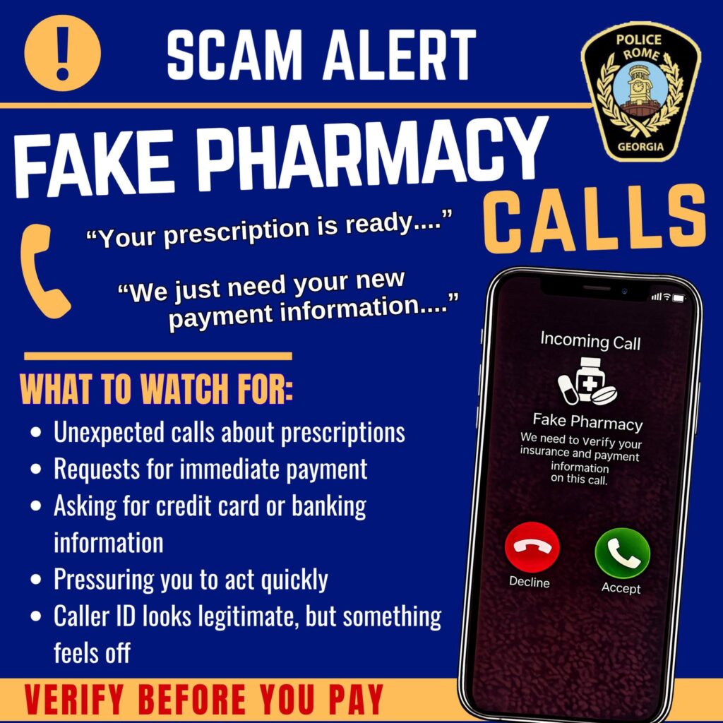 Rome Police Department Warns Public About Fake Pharmacy Phone Scam
