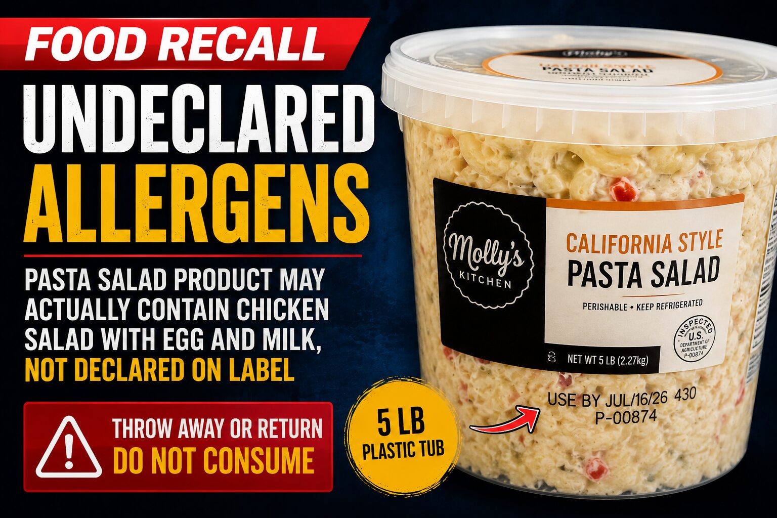 Reser's Fine Foods Recalls Ready-to-Eat Pasta Salad Distributed in Alabama Due to Undeclared Allergens
