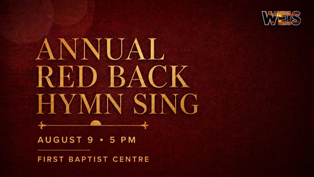 Annual Red Back Hymn Sing at First Baptist Centre on August 9, 2026