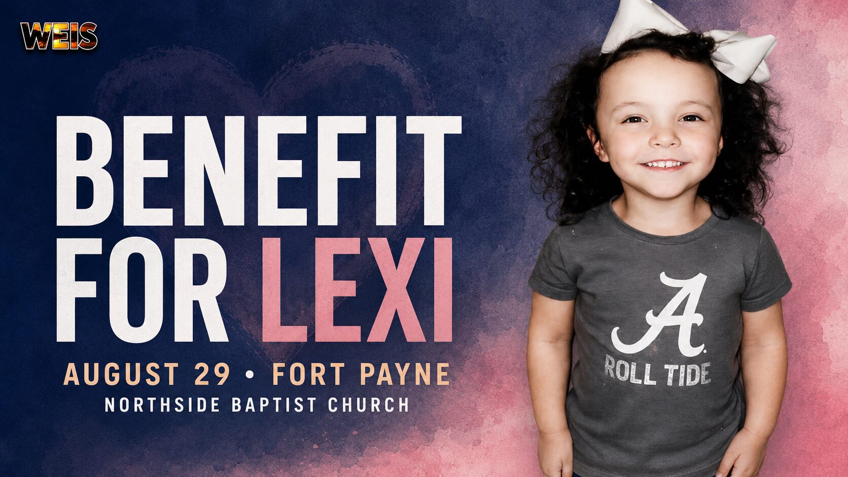 Lexi Harris pictured in a promotional header for her Aug. 29 benefit concert in Fort Payne
