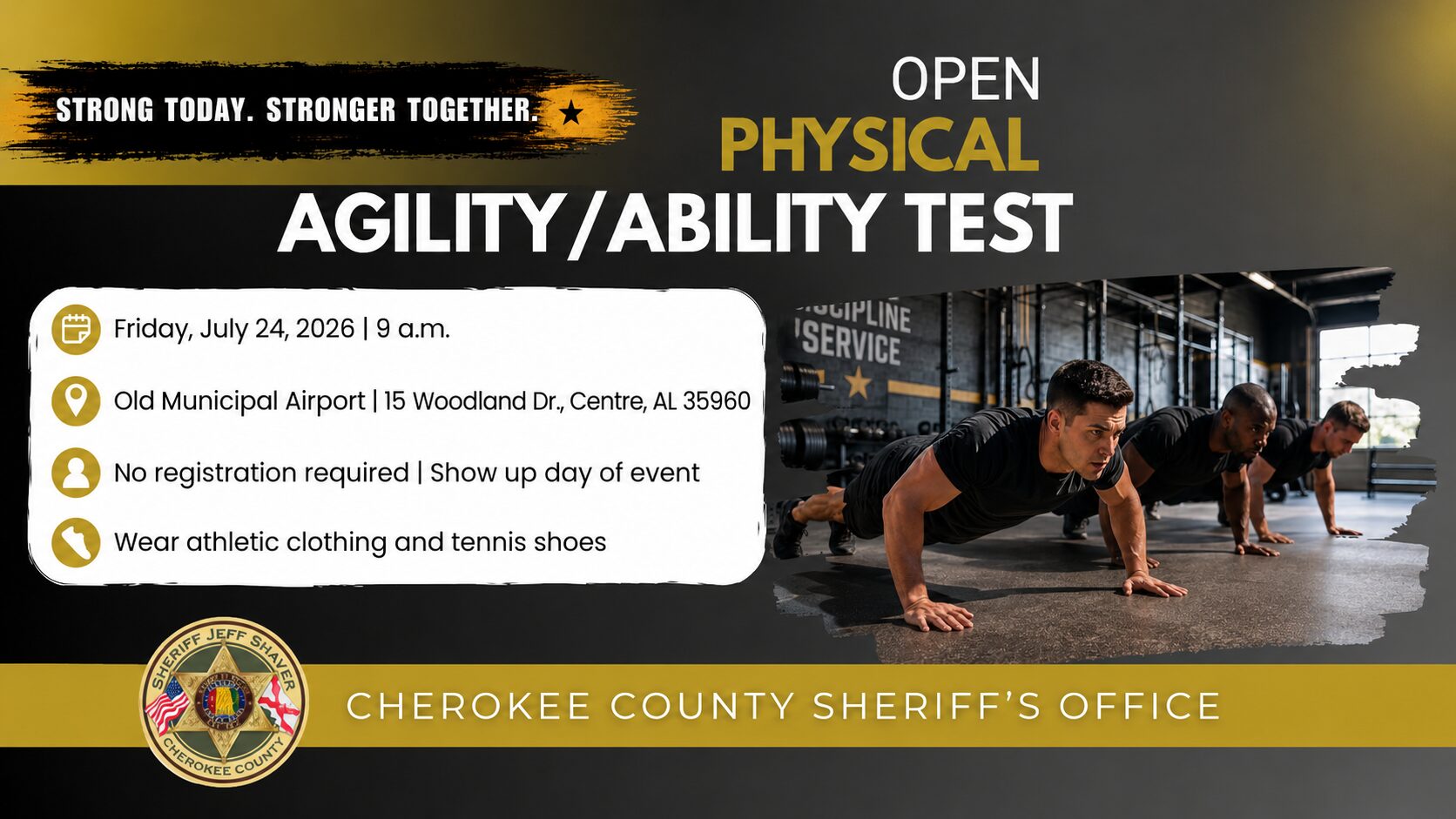 Cherokee County Sheriff’s Office to Hold Open Physical Fitness Test
