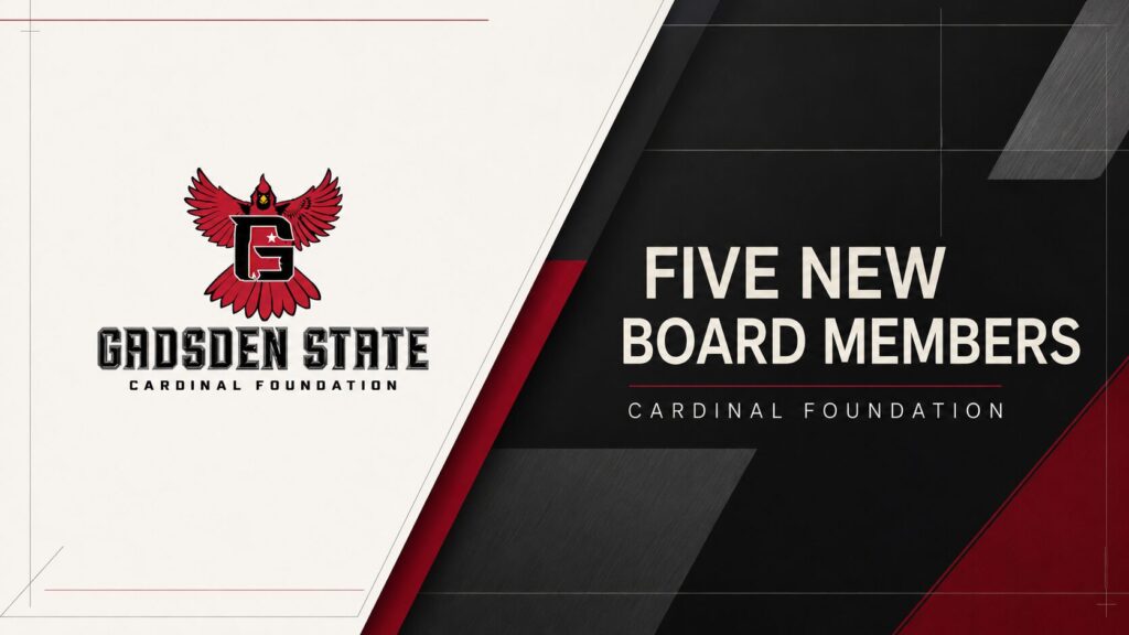 Gadsden State Cardinal Foundation logo with Five New Board Members news headline