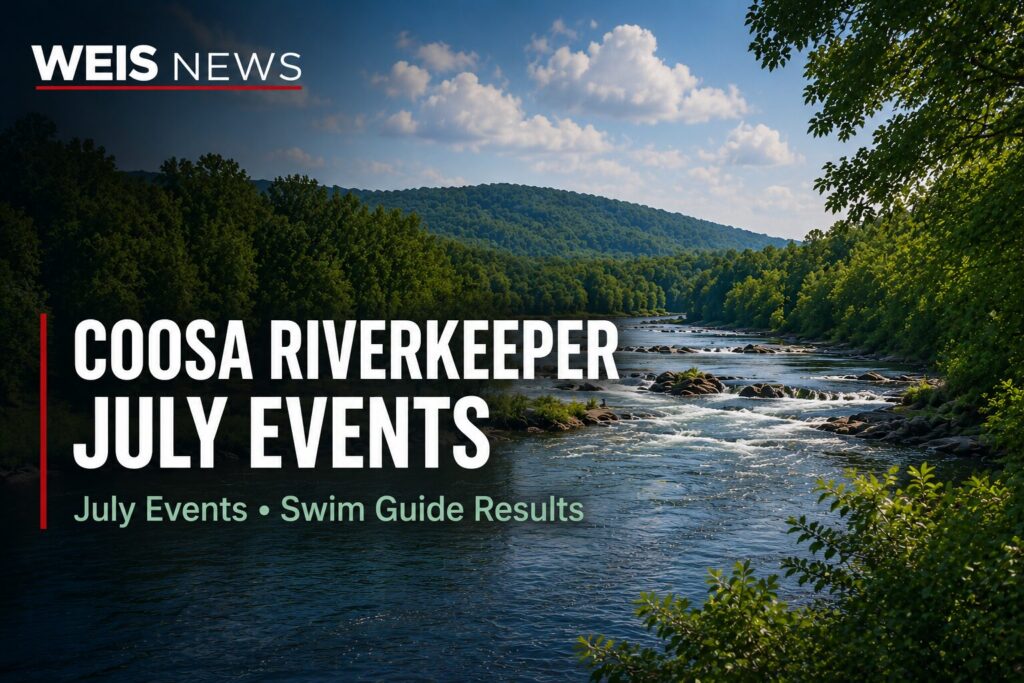 Coosa Riverkeeper announces July events across East Alabama and releases latest Swim Guide water quality results.