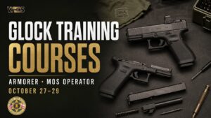 WEIS newsroom graphic promoting Glock training courses at the Cherokee County Sheriff’s Office Training Center in Leesburg.