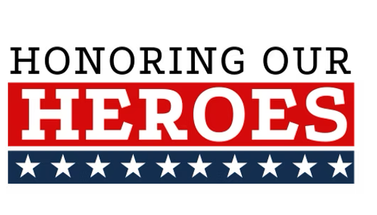 Honoring Our Heroes Dinner and Awards Ceremony graphic featuring veterans and first responders in Centre