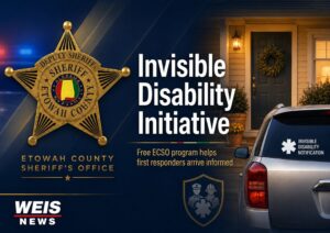 Etowah County Sheriff’s Office Invisible Disability Initiative graphic with WEIS News branding.