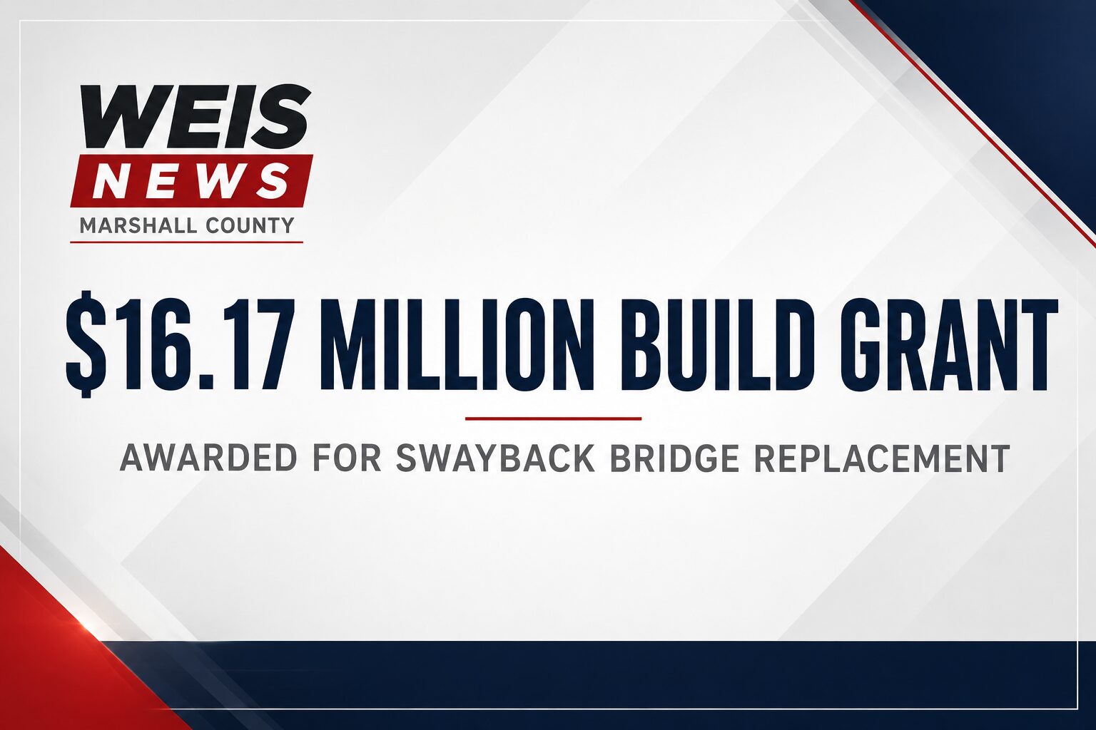 Marshall County Awarded $16.17 Million Federal BUILD Grant to Replace Swayback Bridge