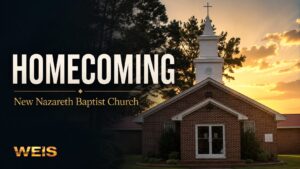 New Nazareth Baptist Church homecoming announcement in Centre.