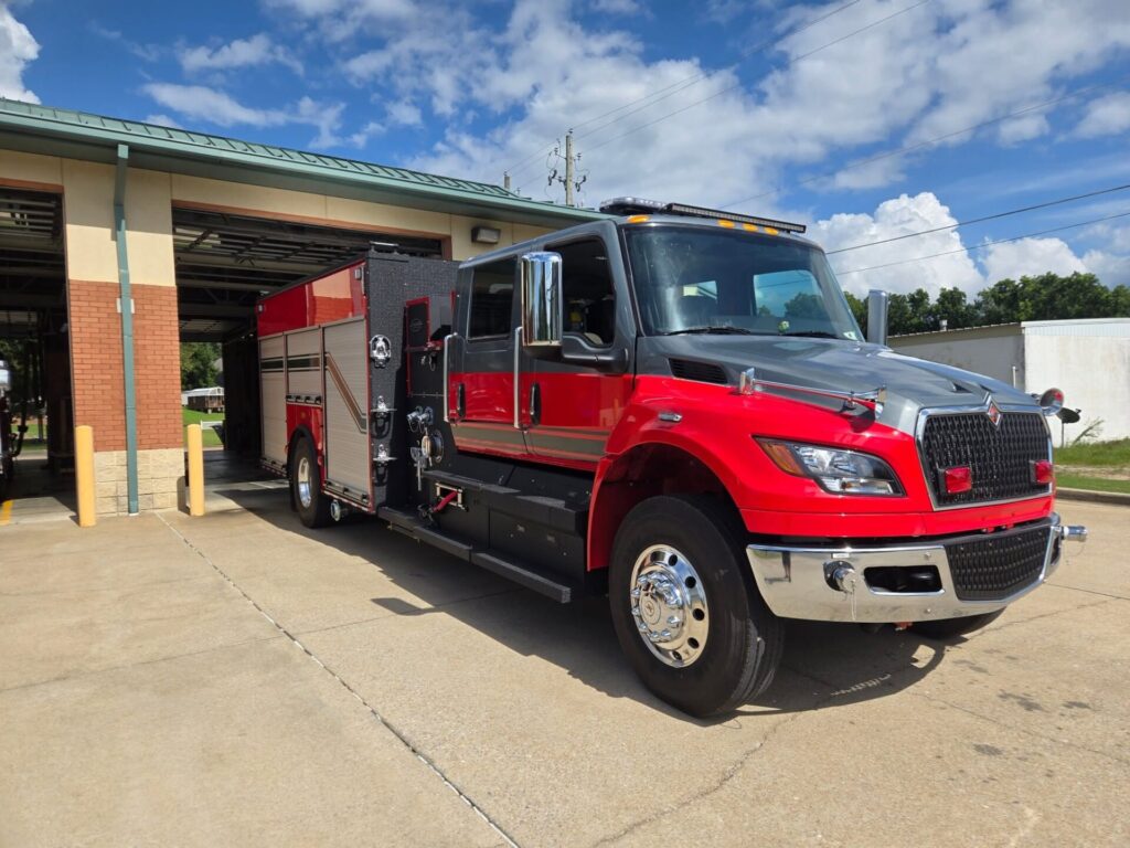 Piedmont Fire Department new pumper parked outside the fire station
