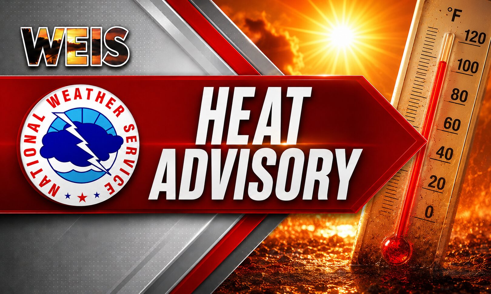 Heat Advisory for Cherokee, Etowah, and Calhoun counties Wednesday with heat index values up to 105 degrees