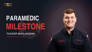 Rainbow City Firefighter Tucker McGlaughn after passing the National Registry Paramedic Certification Examination.