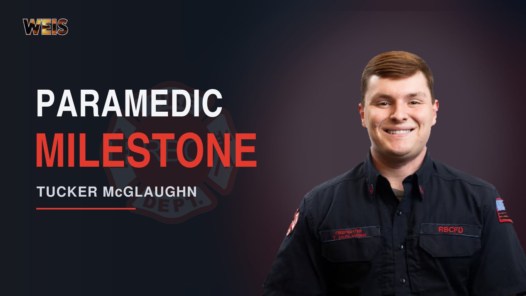 Rainbow City Firefighter Tucker McGlaughn after passing the National Registry Paramedic Certification Examination.