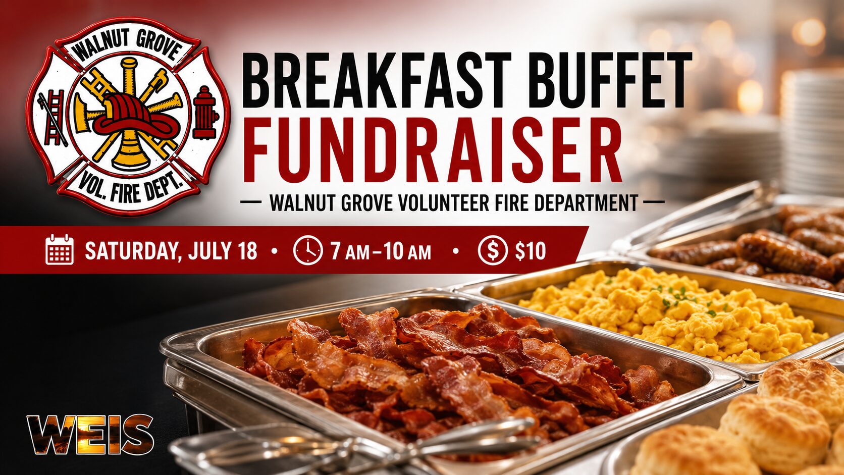 Walnut Grove Volunteer Fire Department breakfast buffet fundraiser scheduled for July 18.