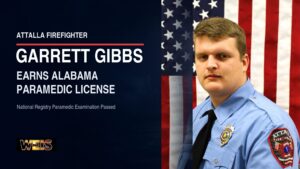 Garrett Gibbs earns an Alabama paramedic license after passing the National Registry examination