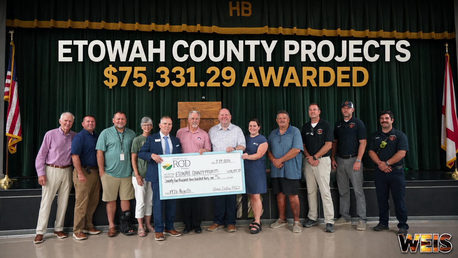 Coosa Valley RC&D Etowah County grant recipients celebrate $75,331.29 in funding for nine community projects.