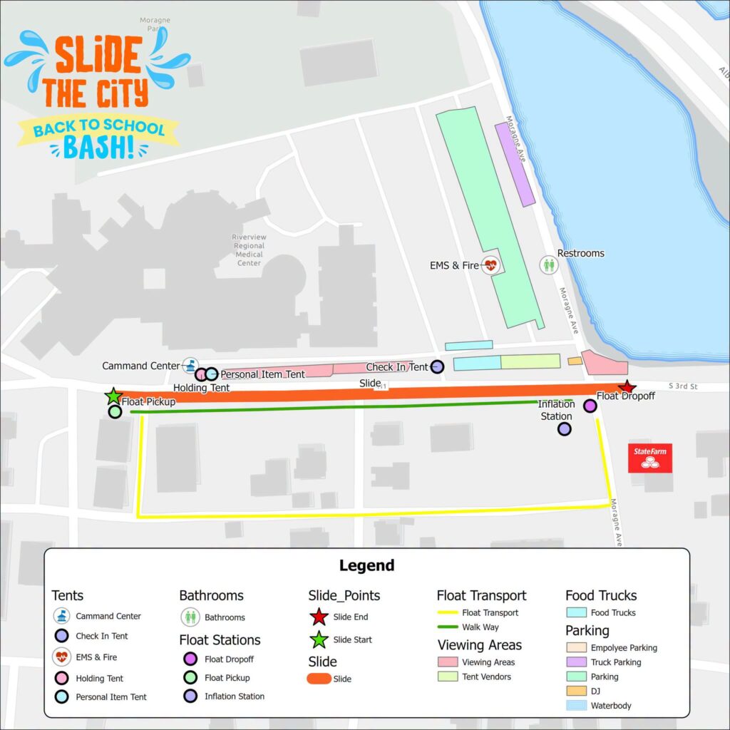 Gadsden Slide the City traffic and parking information for the July 25-26 Back-to-School Bash