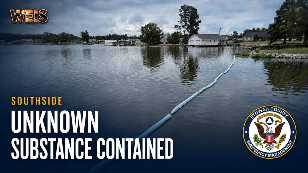 Etowah County EMA response to a Southside water spill near Broughton Springs