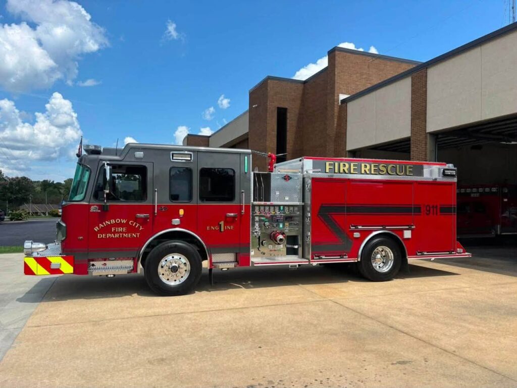 Rainbow City Fire Department Spartan S-180 parked outside the fire station