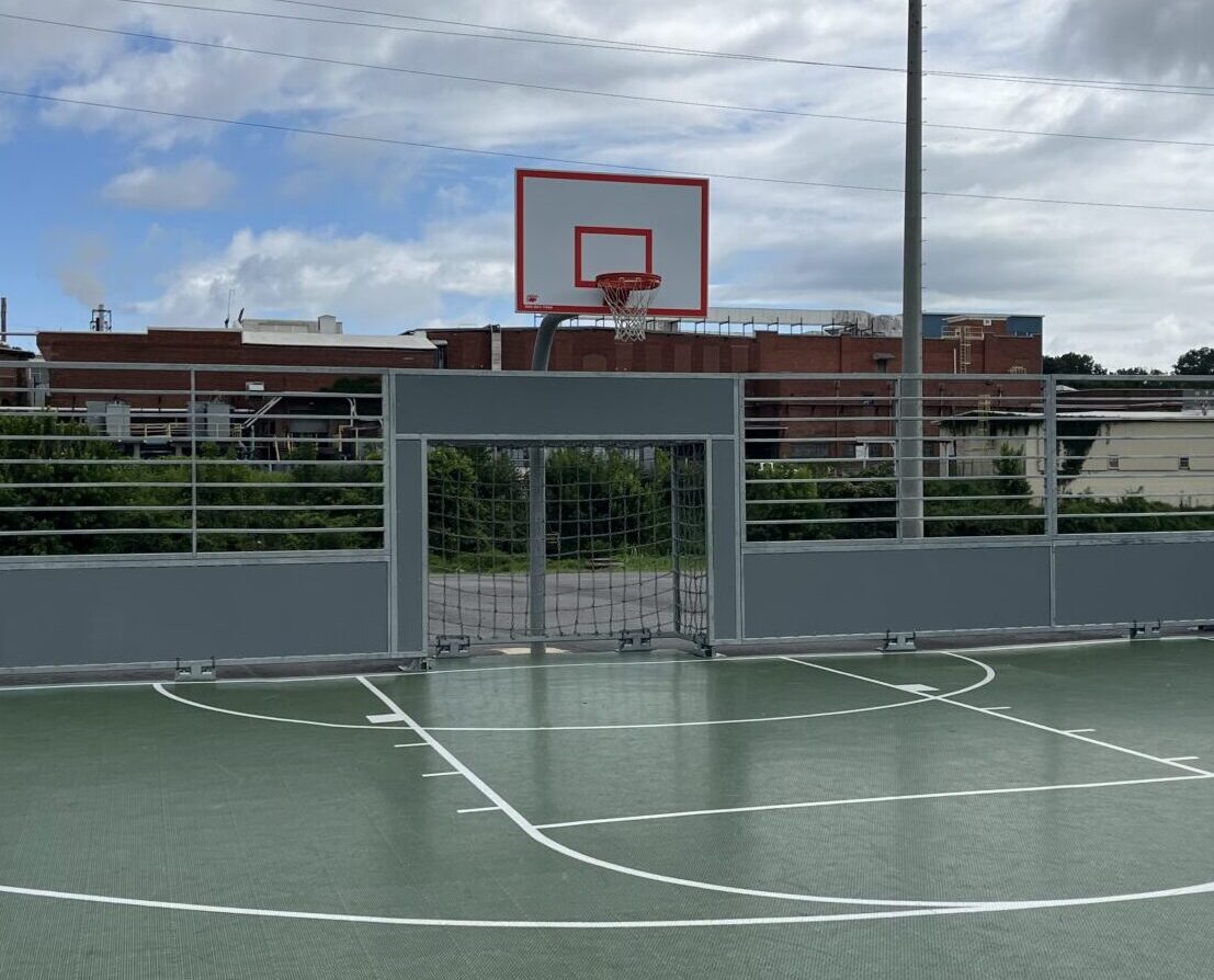 Centre Gets Ball Rolling on Outdoor Basketball Court