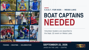 Weiss Lake boat captains needed for the 2026 C.A.S.T. for Kids fishing event