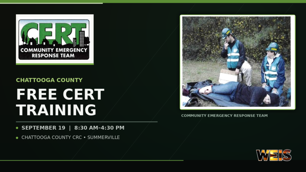Chattooga County CERT training scheduled Sept. 19 in Summerville