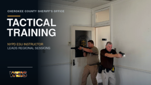 Cherokee County Sheriff’s Office tactical training participants practice emergency-response techniques during an NYPD-led session