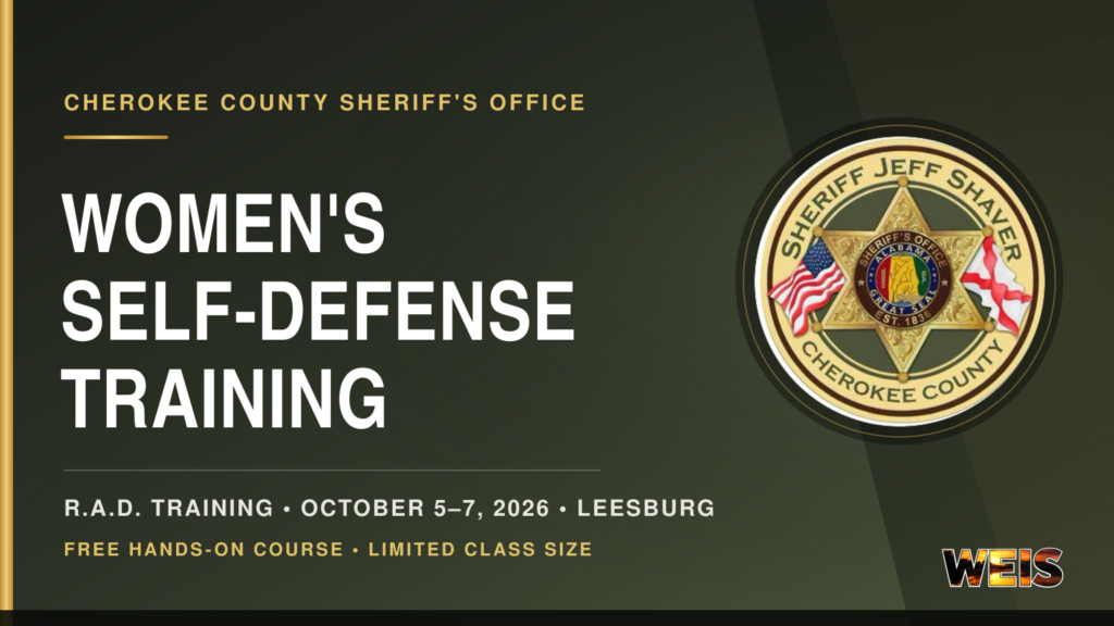 Cherokee County women’s self-defense training hosted by the Cherokee County Sheriff’s Office Oct. 5–7 in Leesburg