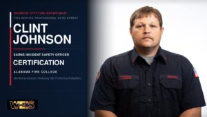 Clint Johnson earns Incident Safety Officer certification through the Alabama Fire College.